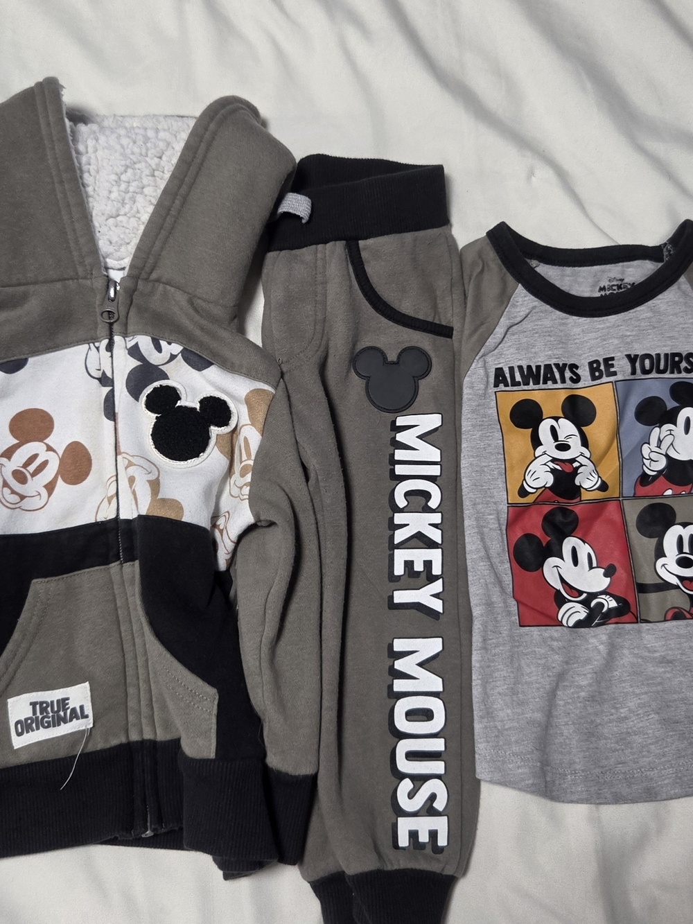 Mickey Mouse Kids 3-Piece Top & Jogger Set - Gray